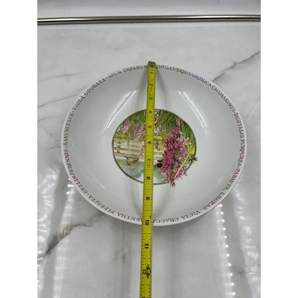 Vtg Marjolein Bastin Wildflower Meadow Pasta Soup Bowl Botanical Bees Birds 8.5